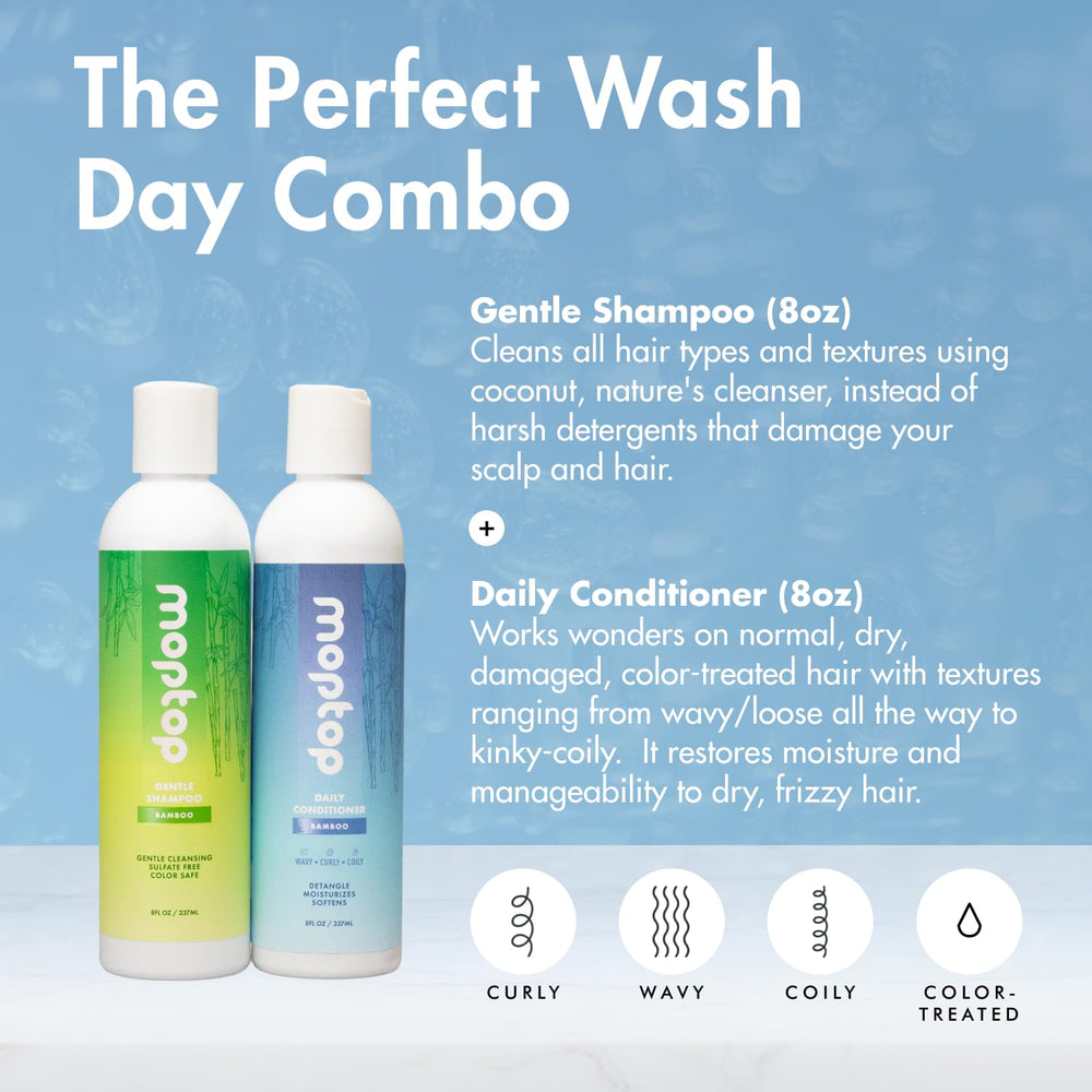 MopTop après-shampoing boucles hydraté, démêlage facilité et douceur.
