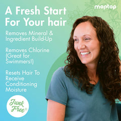 MopTop Detox Shampoo – massage du cuir chevelu, sensation rafraîchissante.