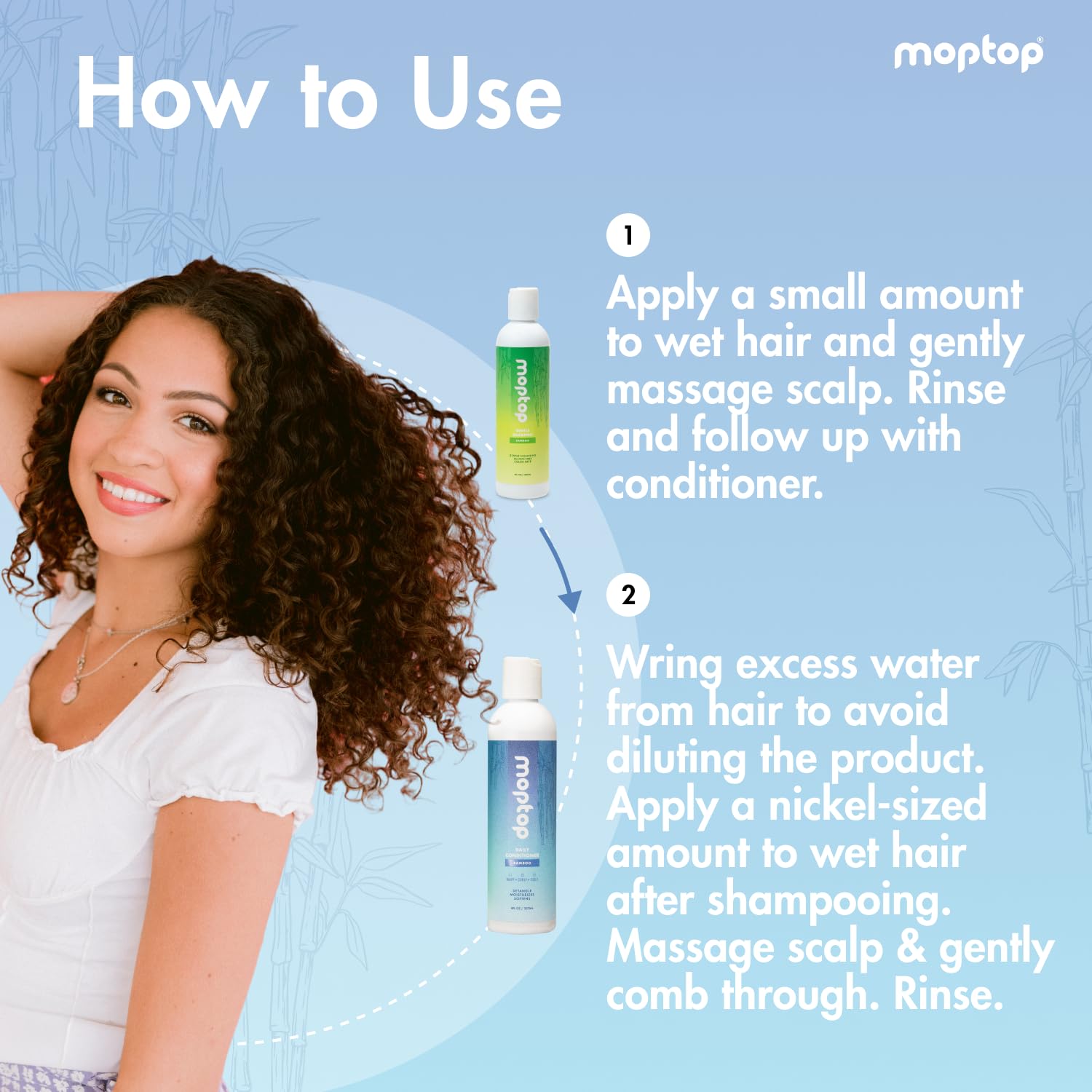 MopTop formule sans sulfates et sans silicone, soin léger.