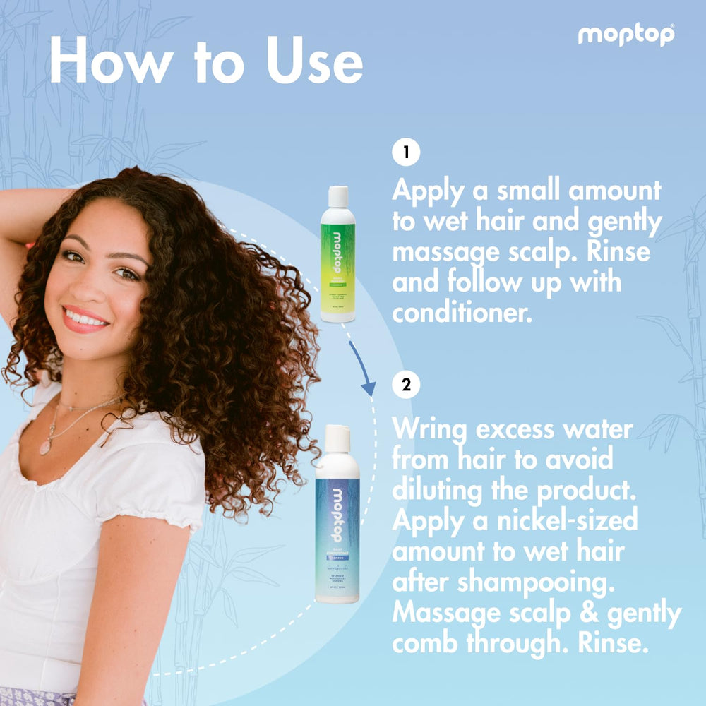 MopTop formule sans sulfates et sans silicone, soin léger.