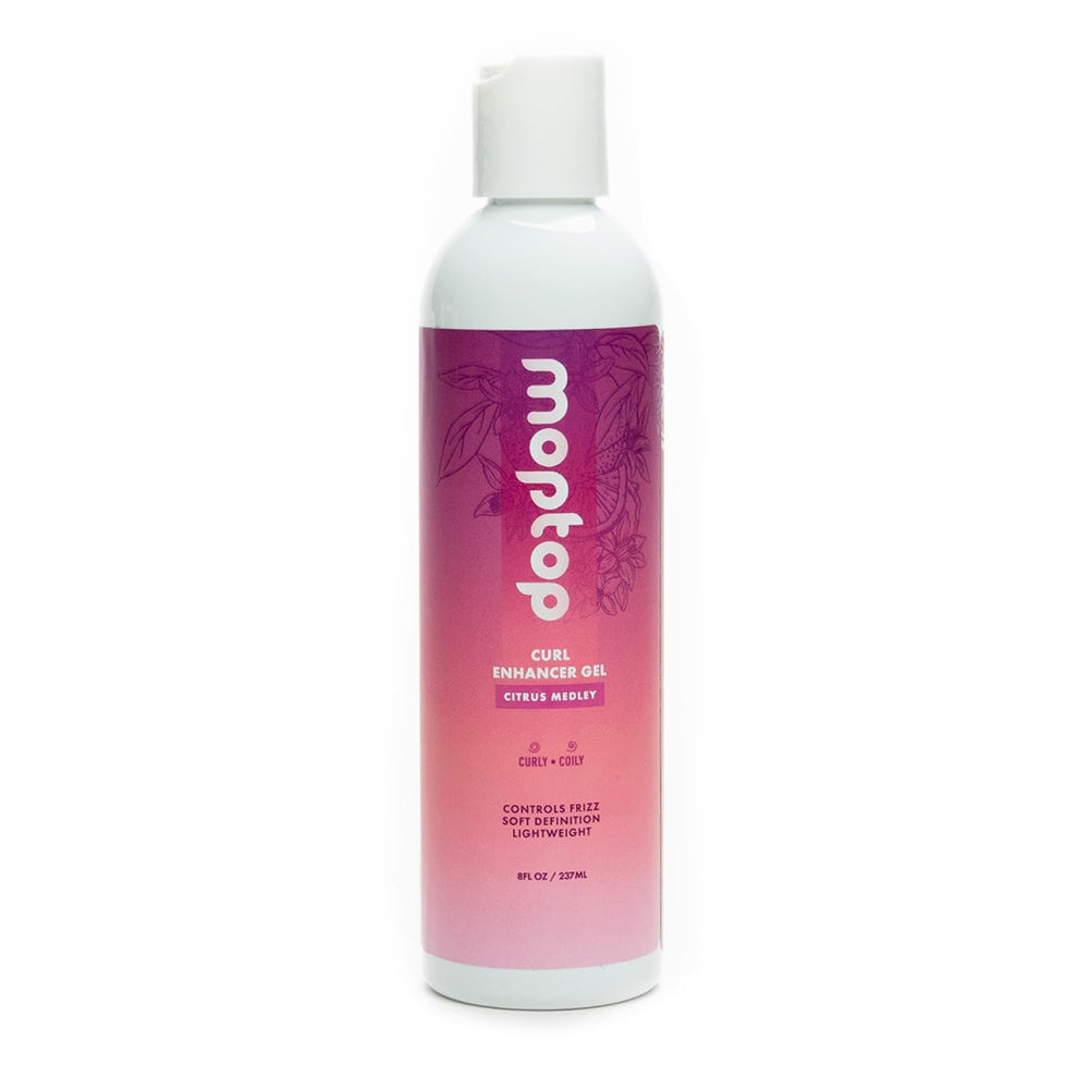Flacon MopTop Gel Definisseur, définition des boucles et brillance naturelle.