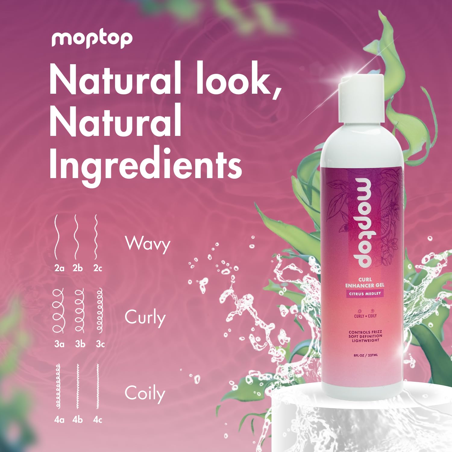 Boucles nettes et définies sans frisottis grâce au gel MopTop.