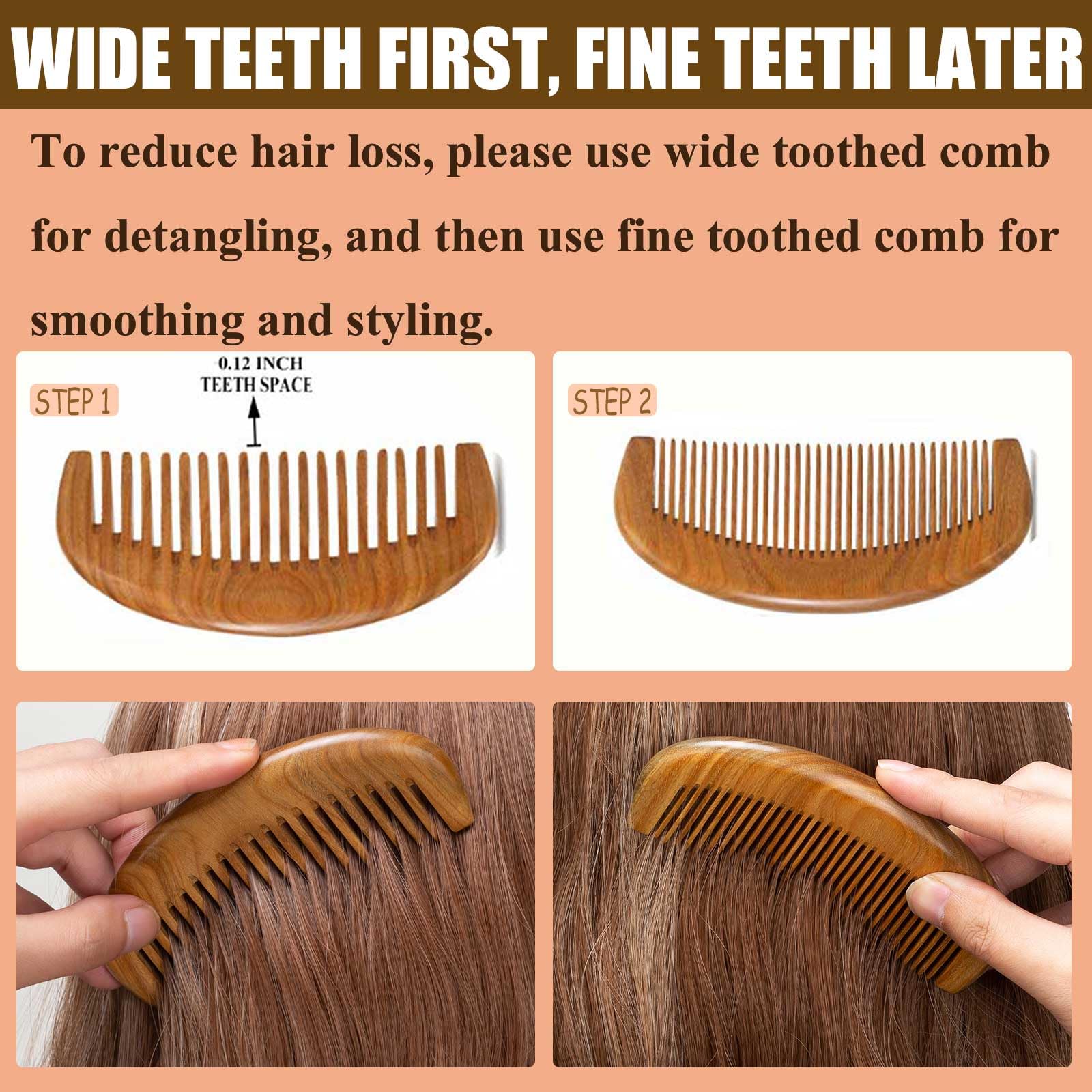 Moreinday – peigne bois santal vert – dents fines pour coiffage précis de la barbe.
