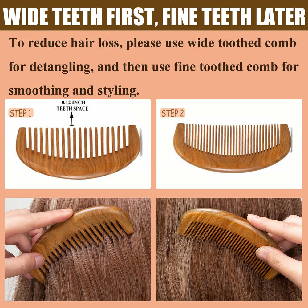 Moreinday – peigne bois santal vert – dents fines pour coiffage précis de la barbe.