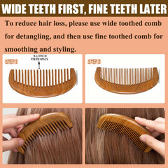 Moreinday – peigne bois santal vert – dents fines pour coiffage précis de la barbe.