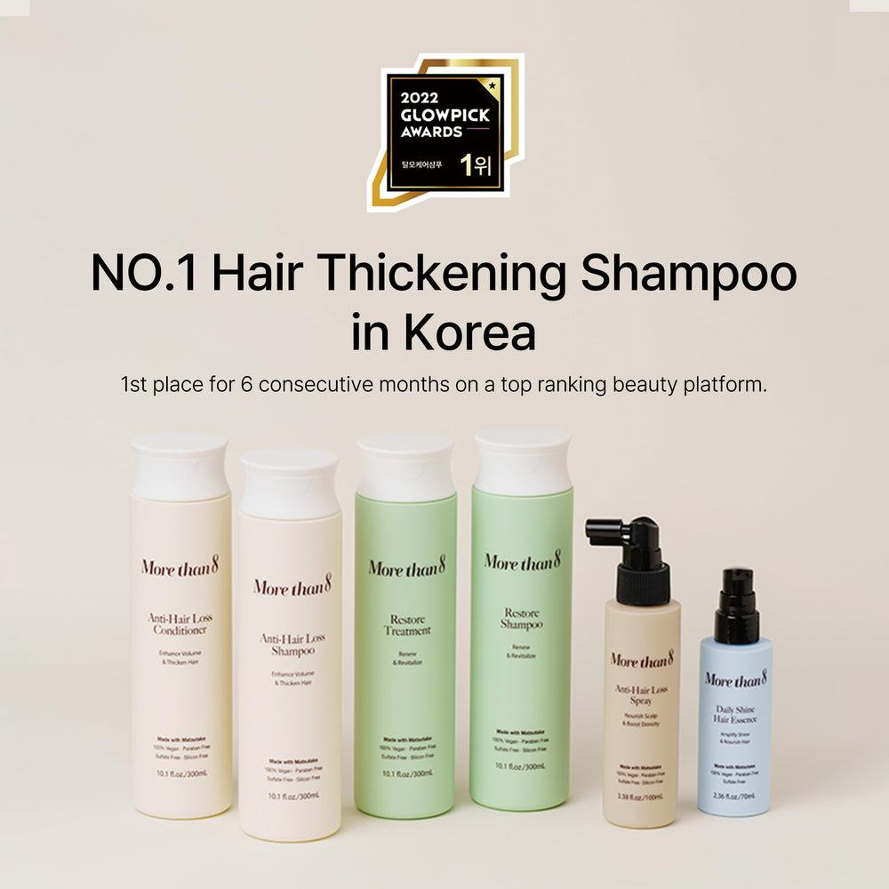 Morethan8 – cheveux fins renforcés et moins de casse potentielle.