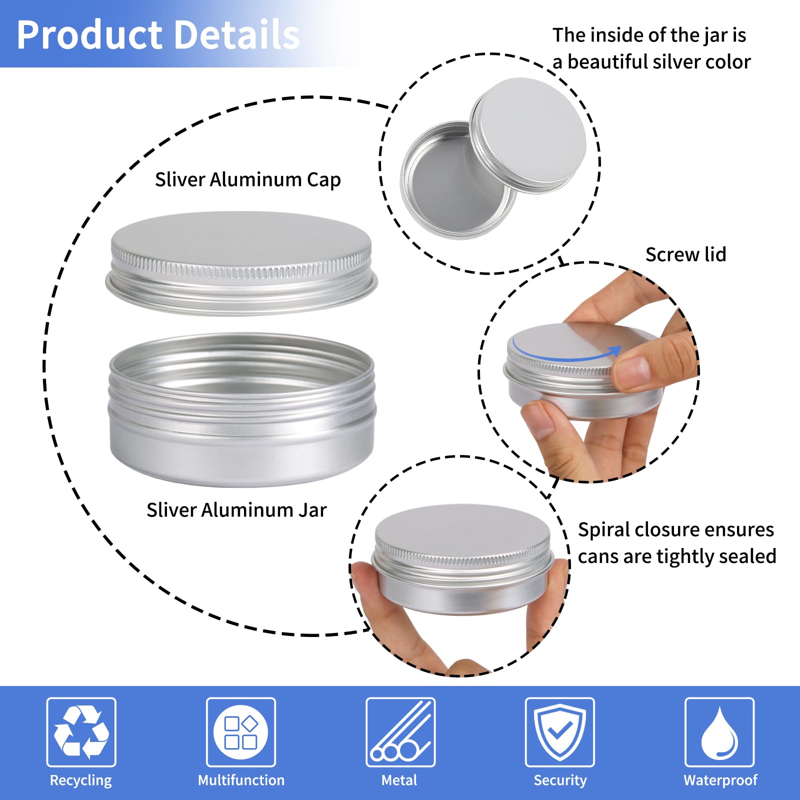 Moretoes boîte aluminium 2oz, bords sans arêtes, sécurité et confort d'utilisation.