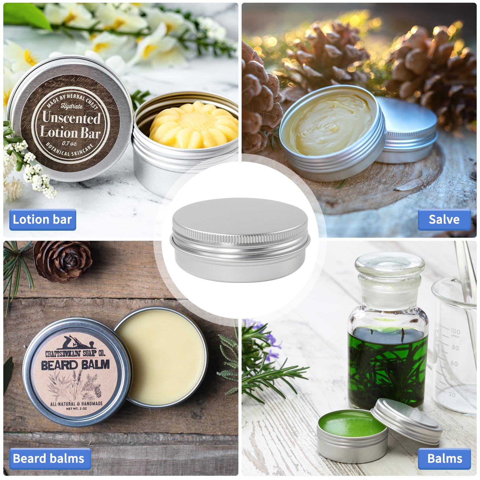 Moretoes boîte aluminium 2oz, sceau étanche, évite les fuites en voyage.