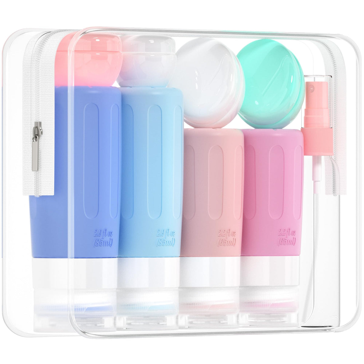 Morfone ensemble-bouteilles-voyage-16-pieces pour organiser vos cosmétiques en déplacement.