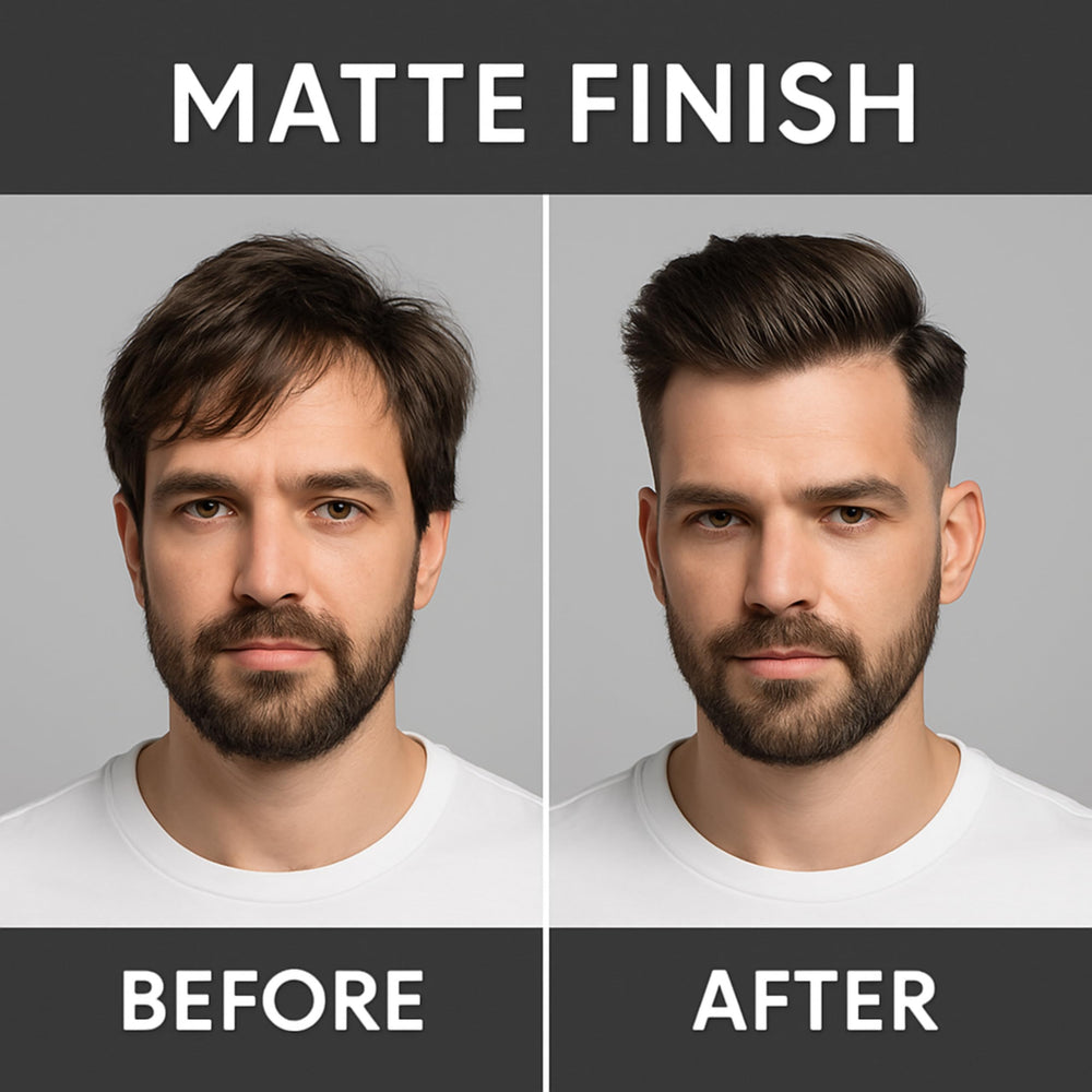 Application facile avec Morfose Cire de barbier pour un coiffage précis.