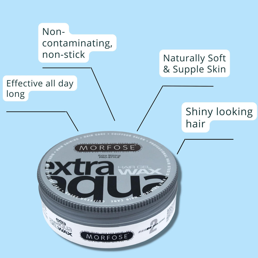 Morfose Extra Aqua Gel aide au coiffage des tresses avec tenue flexible.