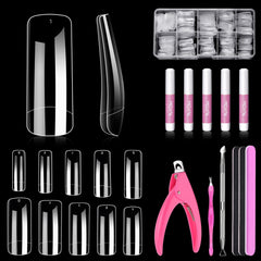 MORGLES: pointes acryliques transparents carrés, 500 pièces pour une application précise et durable.