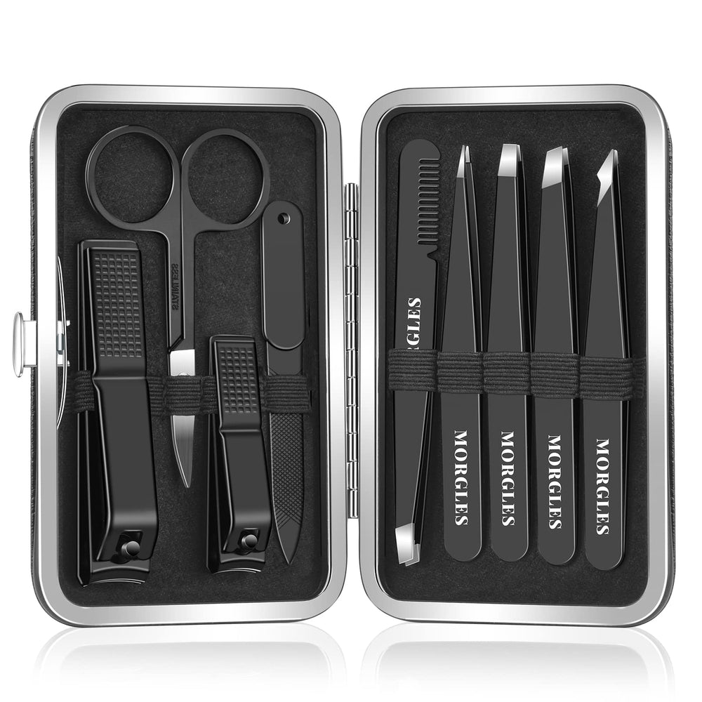 MORGLES ensemble pinces coupe-ongles etui cuir: kit complet pour manicure précise et portable.