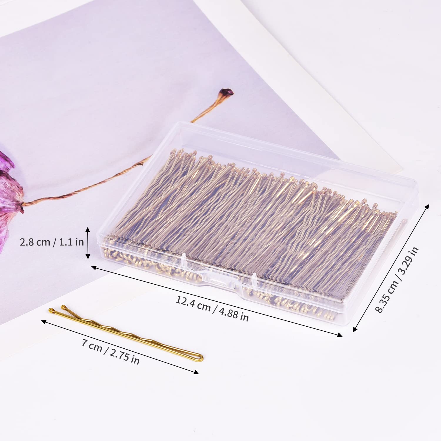 Épingles blondes MORGLES 120 pièces avec boîte, rangement pratique et prêt-à-porter.
