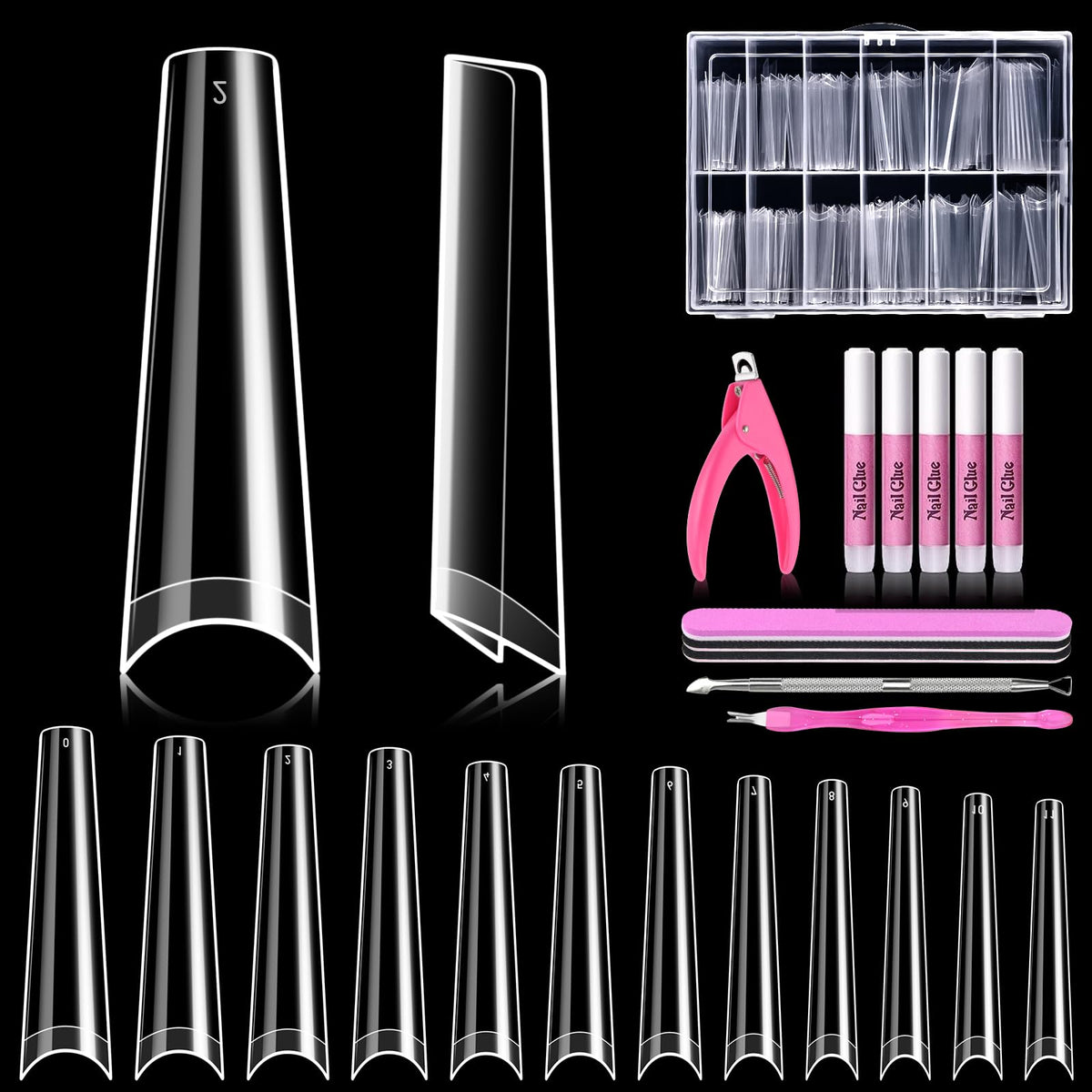 MORGLES extensions d'ongles coffin clairs XXL 240 pièces pour salon et à domicile.