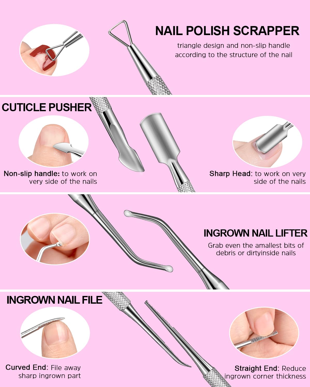 Morgles levier-ongles: levier maniable pour soulever cuticules sans effort.