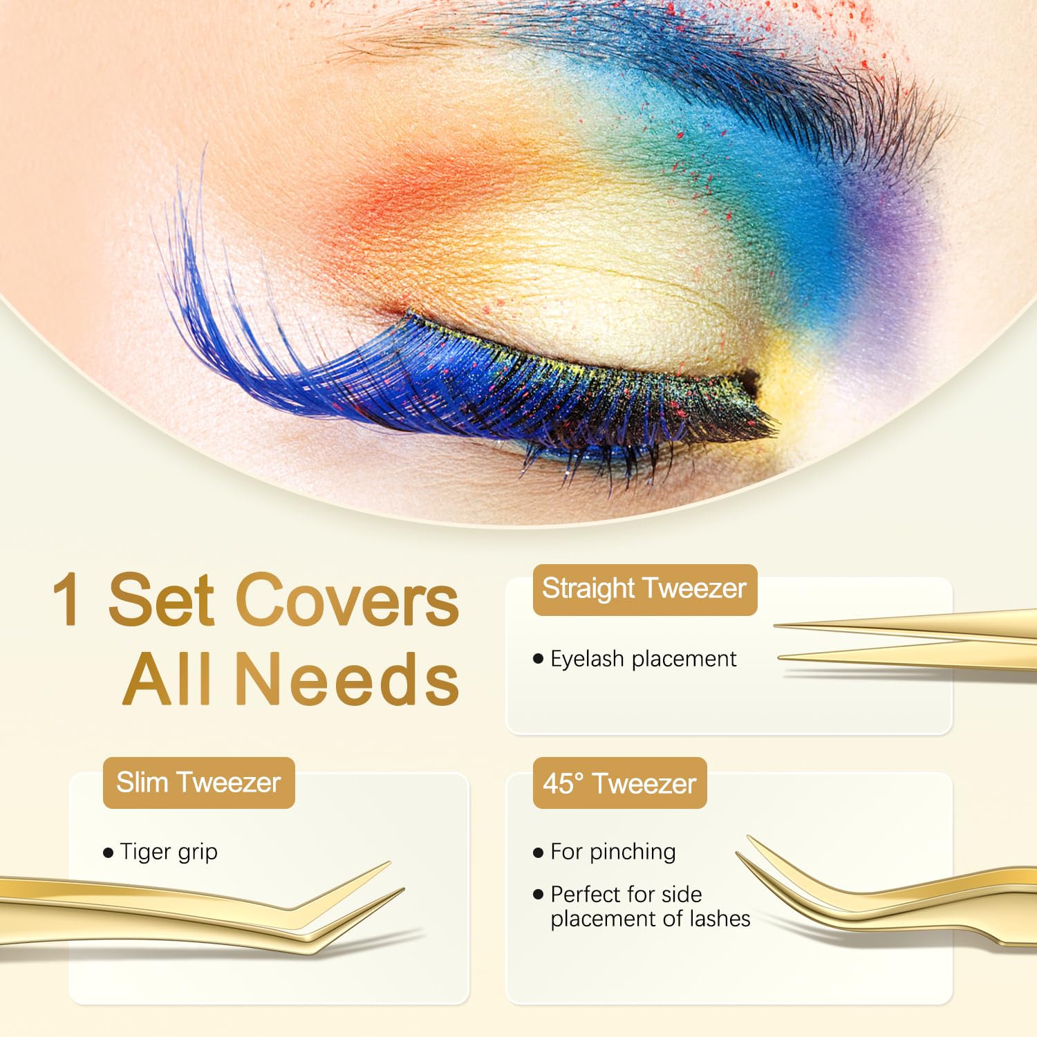 Pinces à cils MORGLES en or, dauphin, accessibilité accrue pour les détails.