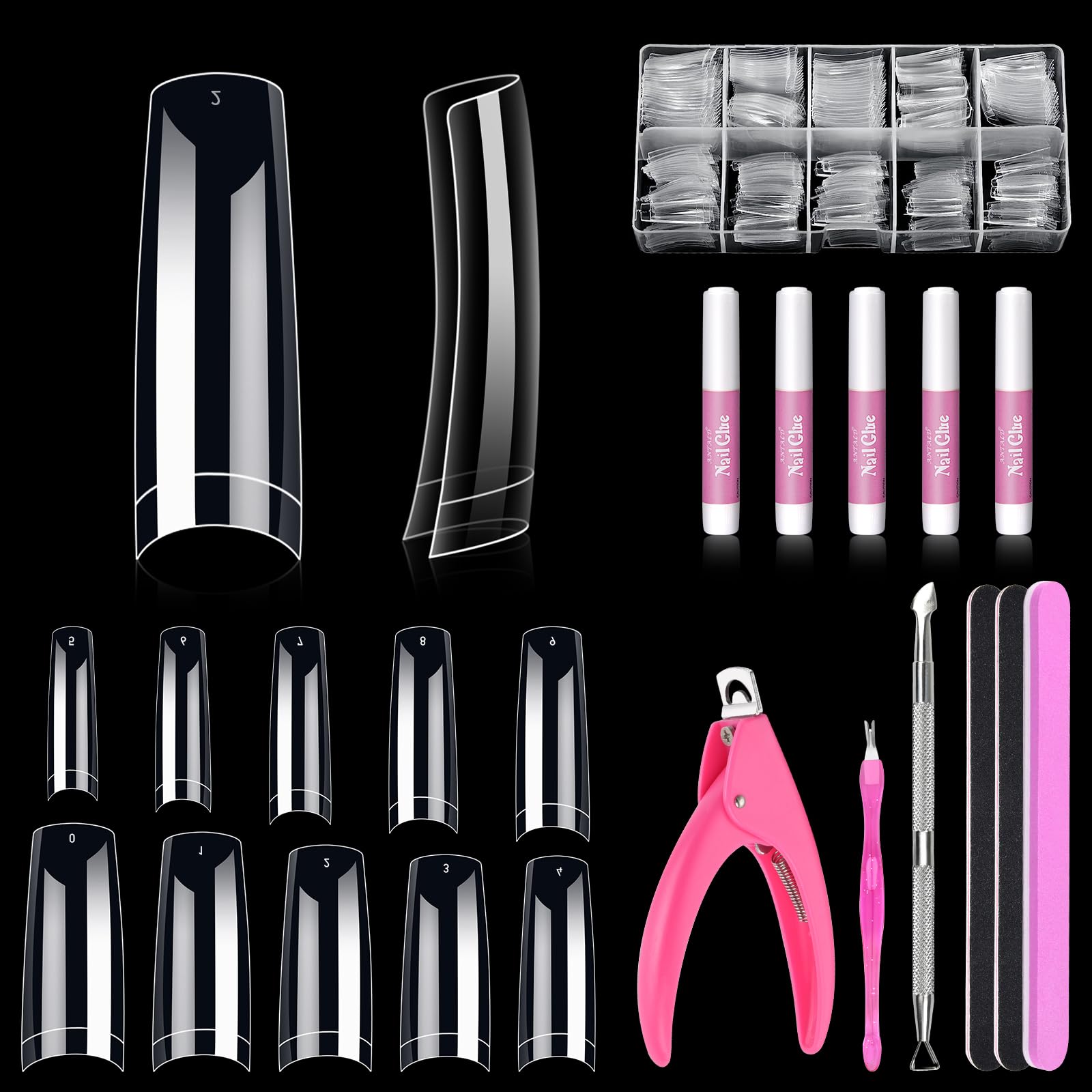 MORGLES pointes d’ongles claires, kit 500 pièces pour déco à domicile durable