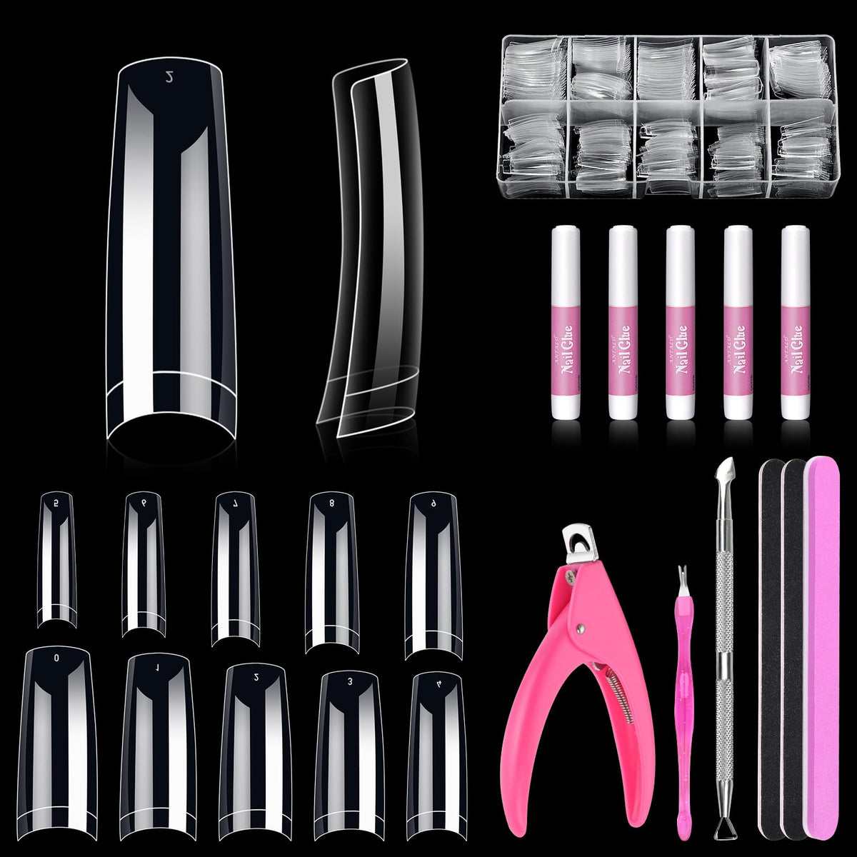 MORGLES pointes d’ongles claires, kit 500 pièces pour déco à domicile durable