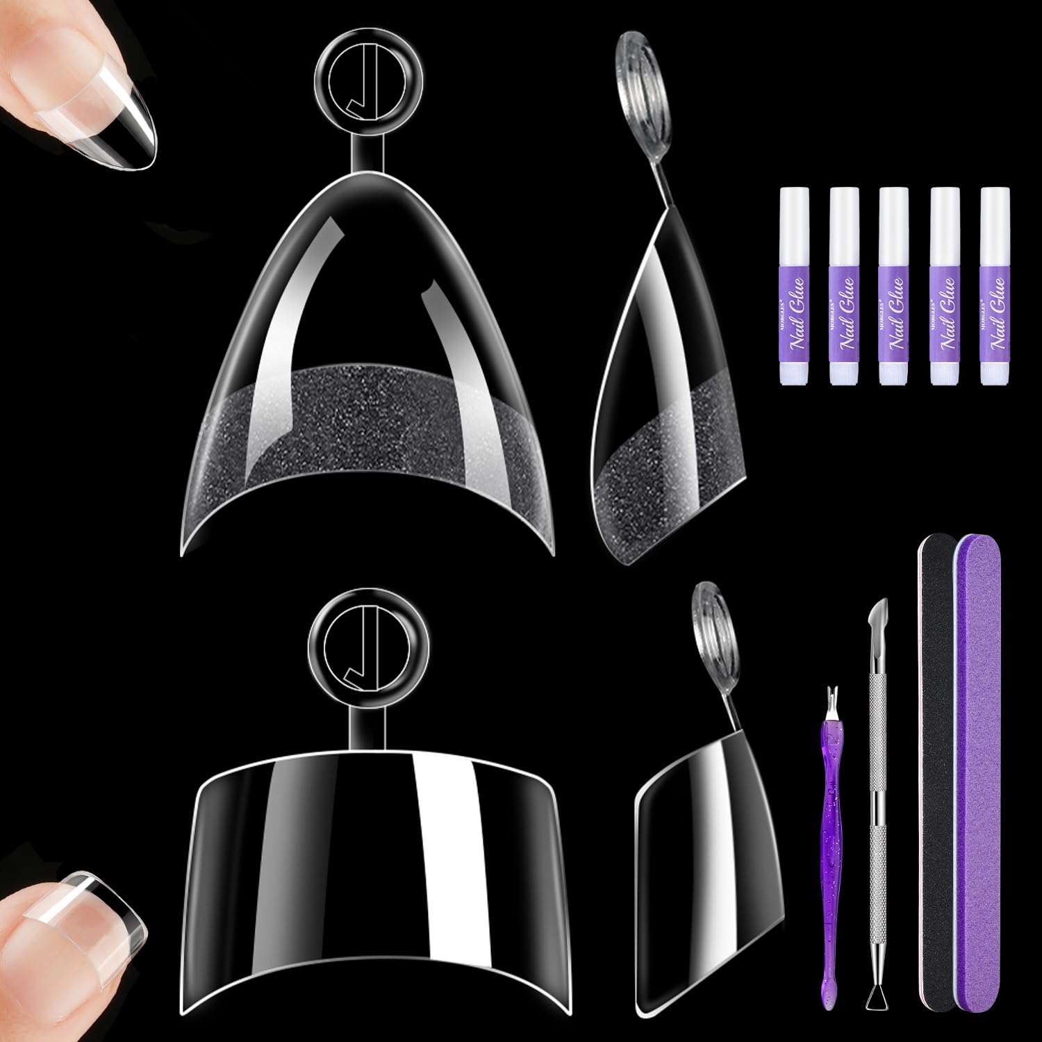Morgles embouts ongles amande extra court, élégants et faciles à poser.