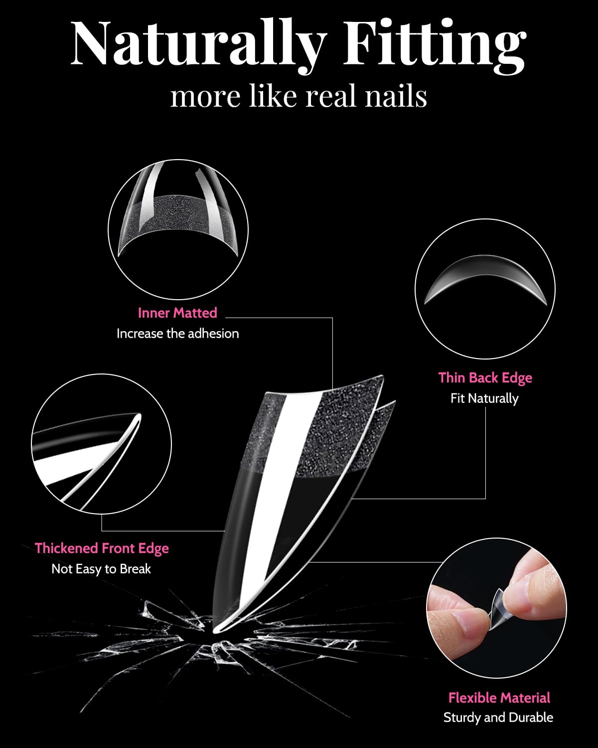 Morgles embouts ongles carré extra court, allure nette et adhérence fiable.