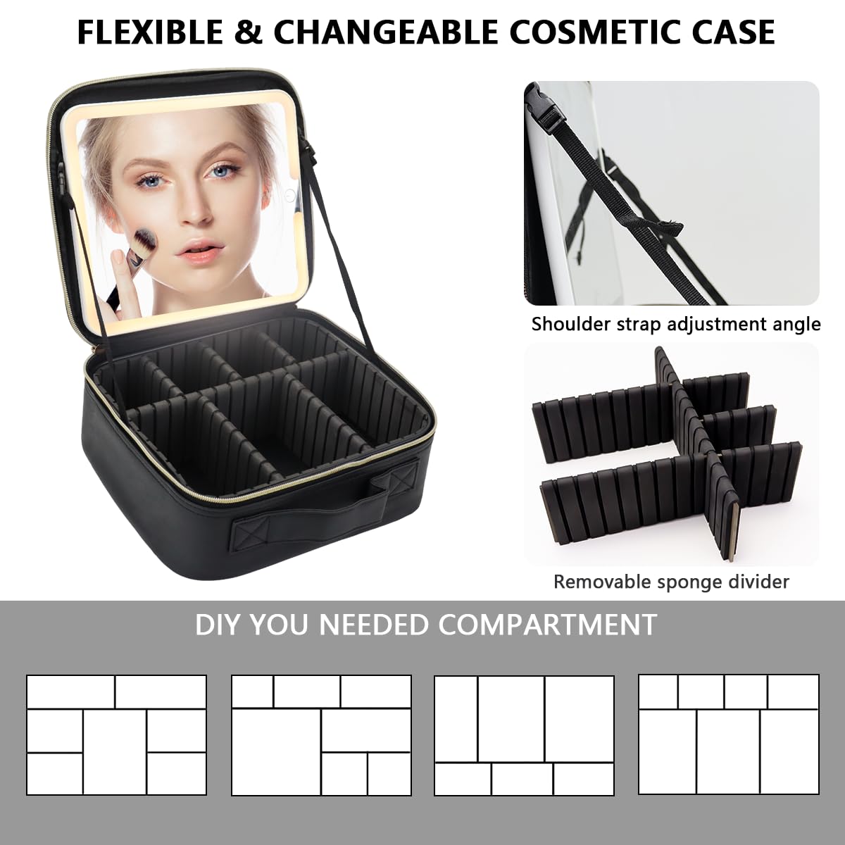 MORMID coffret maquillage avec diviseurs amovibles pour organiser pinceaux et vernis