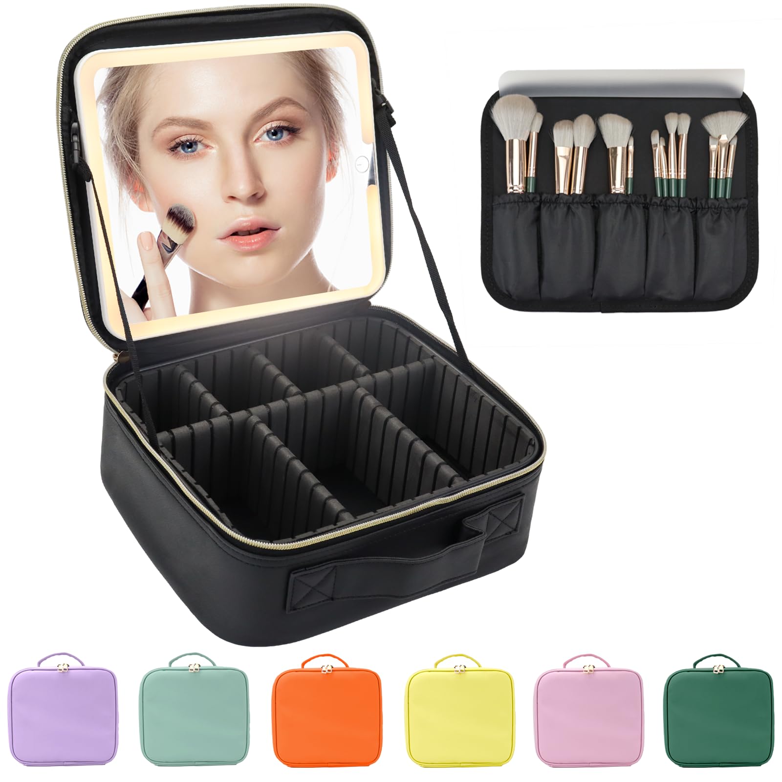 MORMID sac maquillage voyage avec miroir LED amovible pour un éclairage précis