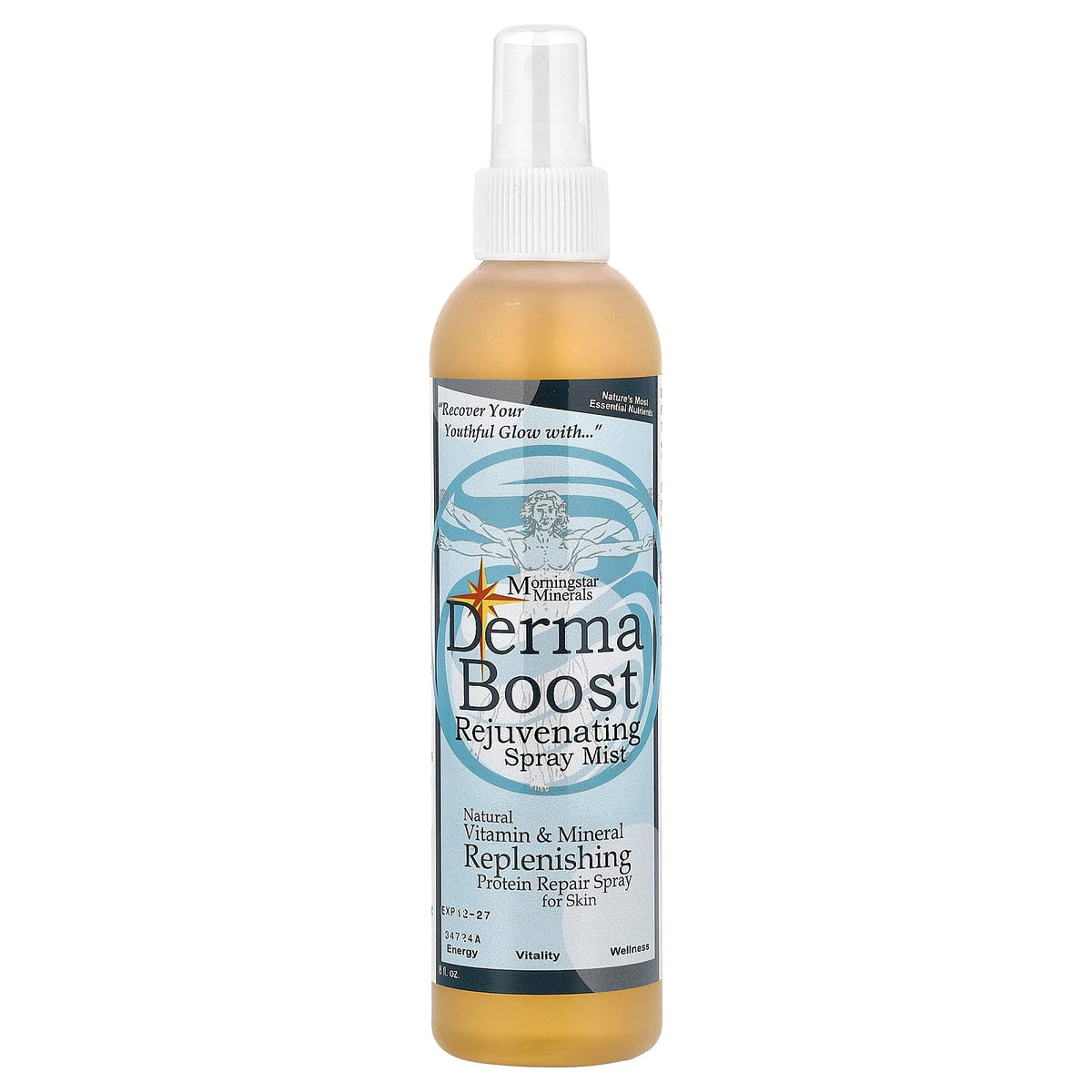 Morningstar Minerals Derma Boost, bouteille de soin, revitalisant pour peau et cheveux.