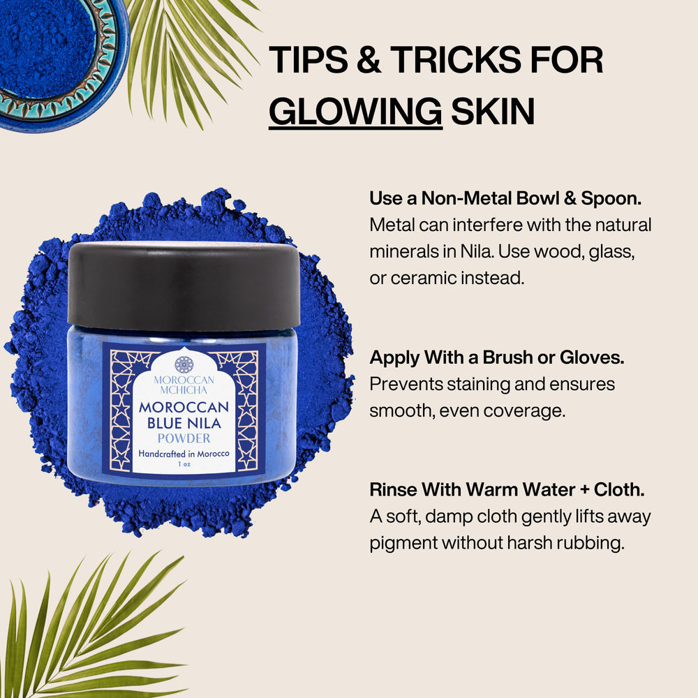 MOROCCAN MCHICHA Rituel Hammam à domicile avec masque Nila Bleue.