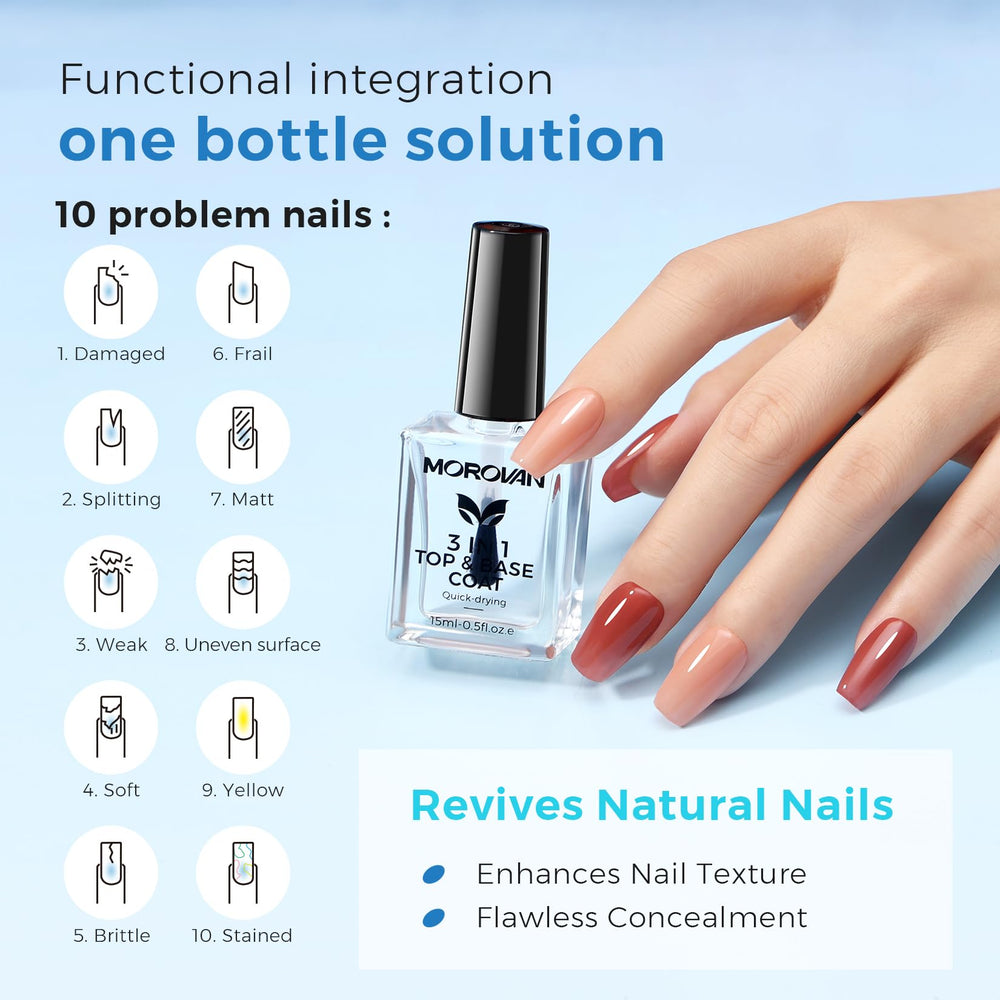 Morovan Base Coat - Surface des ongles lisse pour une base durable.