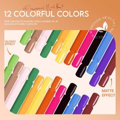 Morovan color powder collection rainbow swatches for French and 3D designs