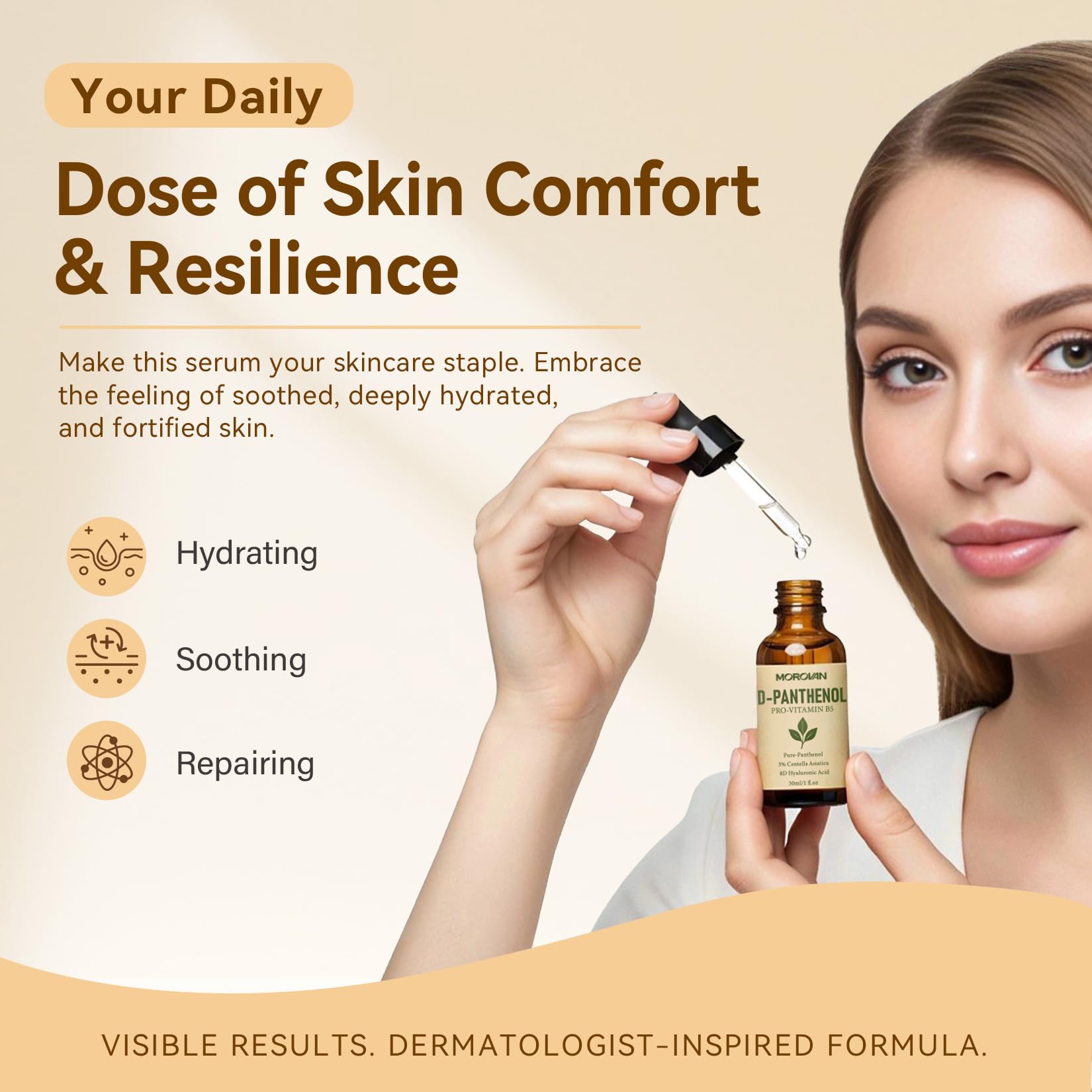 Morovan D-Panthenol Formule Douce Polyvalente pour visage et cheveux.