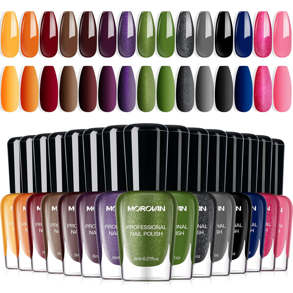 Morovan glitter green nail polish for bold color and long wear