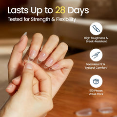 Morovan embouts d'ongles amande moyenne, apex integre, durabilite accrue et fini lisse.