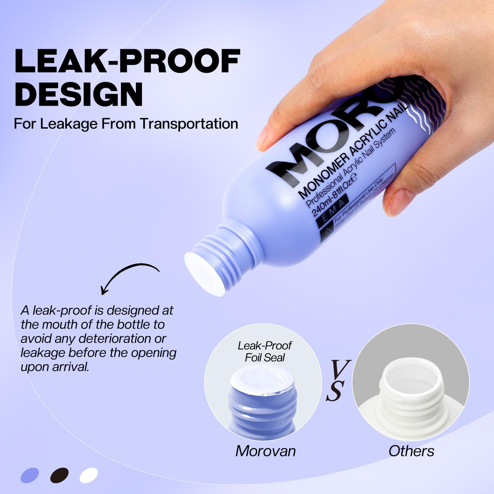 Morovan Monomer Liquide offre une odeur réduite pour une utilisation plus confortable.