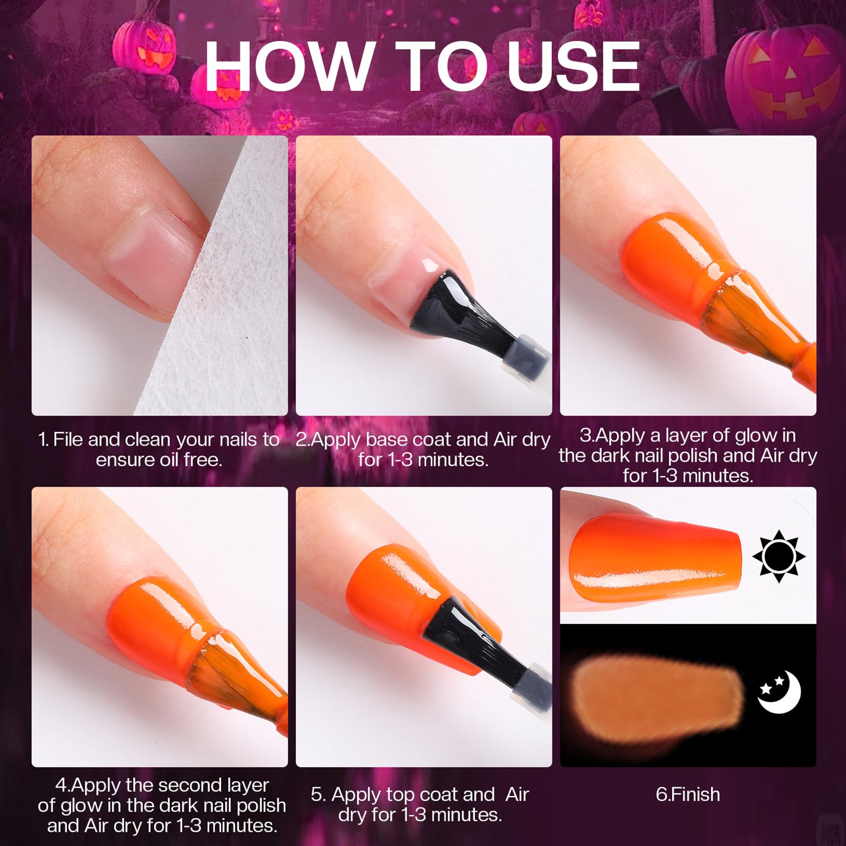 Morovan Neon Nail Polish Set air-dry formula, no UV lamp needed.