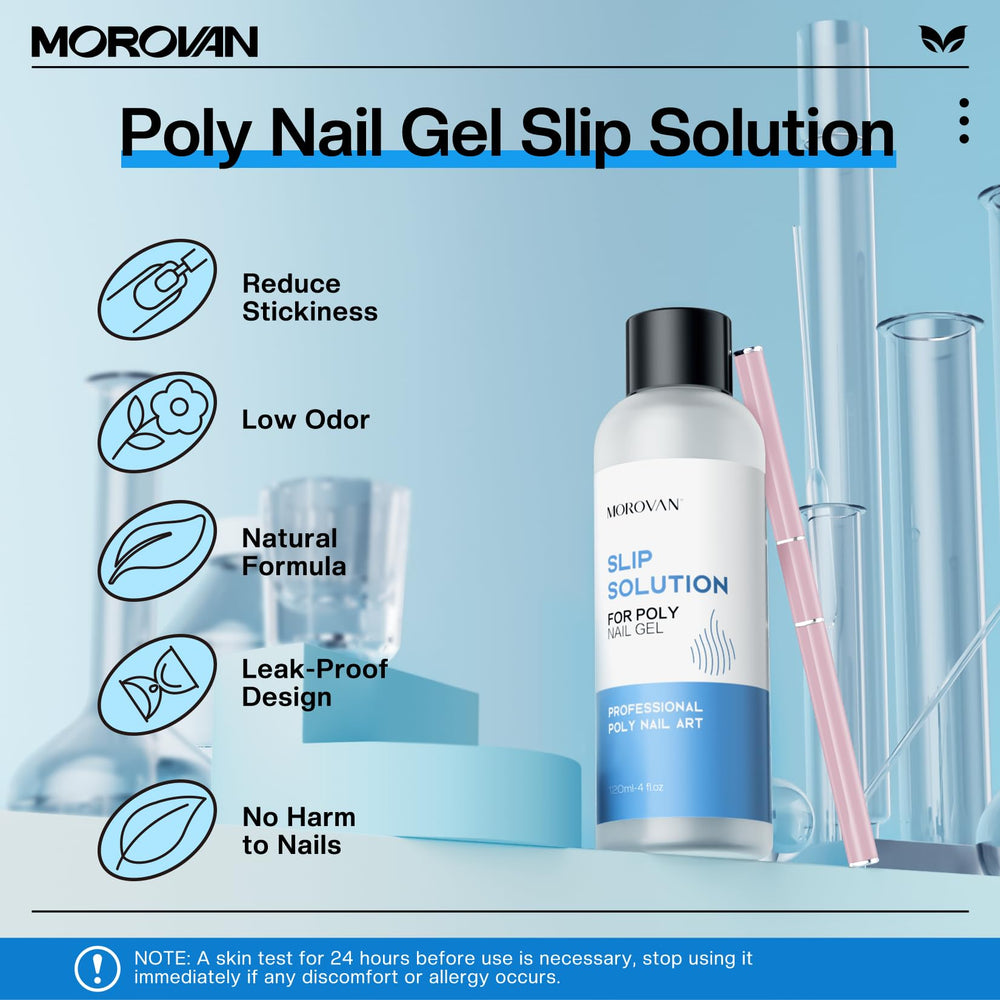 Morovan polygel extension ongles application, guide ligne et surface lisse.