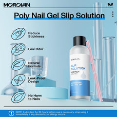 Morovan polygel extension ongles application, guide ligne et surface lisse.
