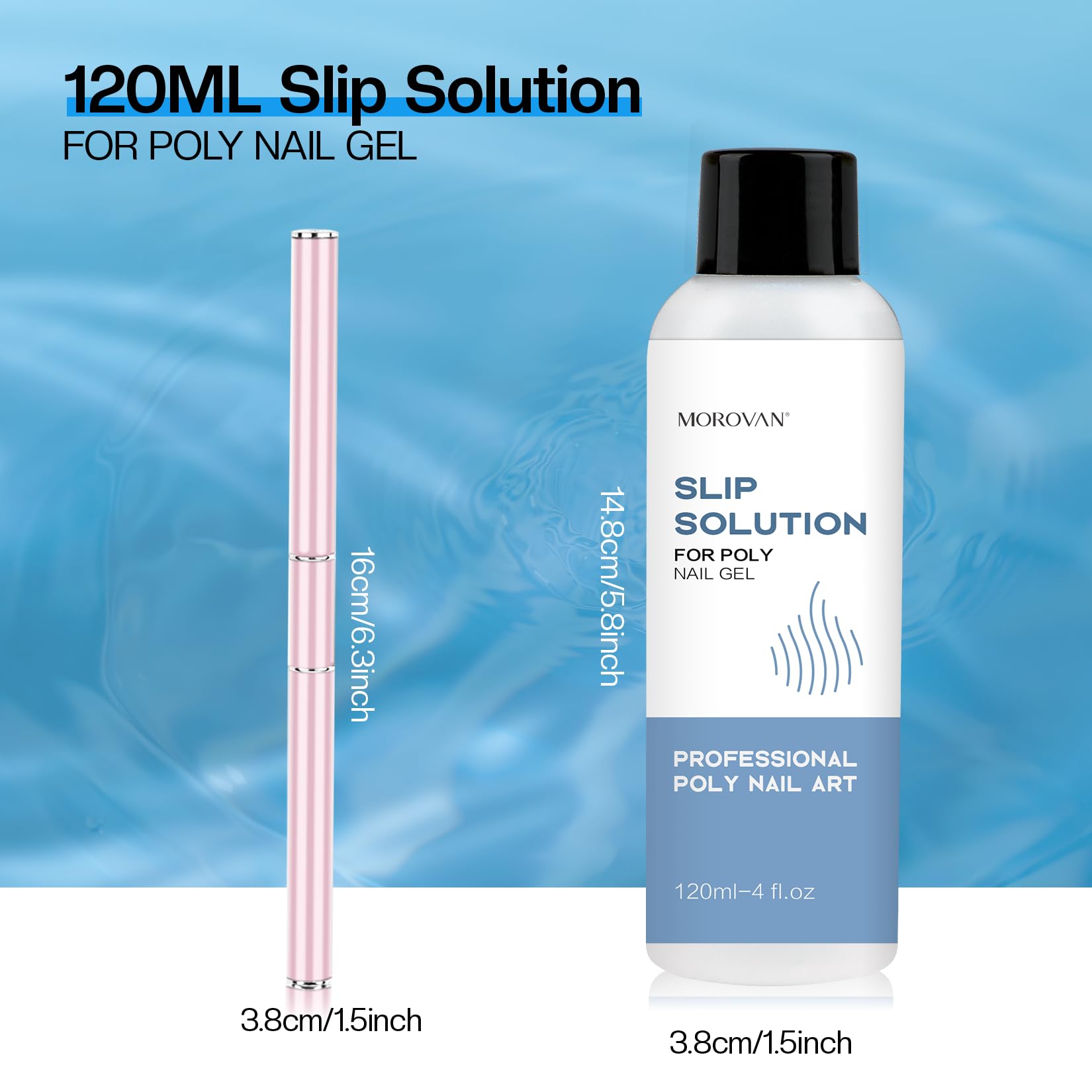 Morovan slip solution pinceau double-face en action pour modeler les ongles polygel.