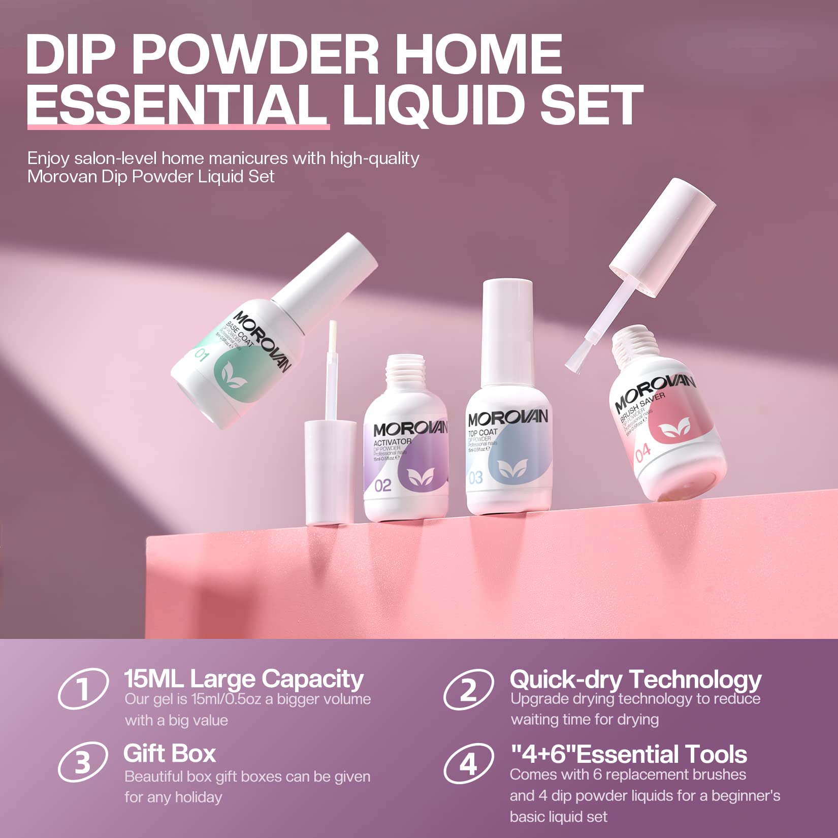Morovan-top-vernis-dip-bouteille fournit une finition brillante et durable.