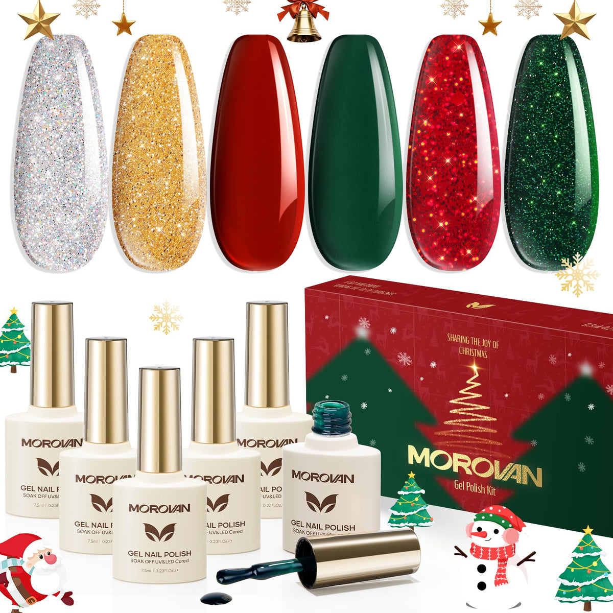 Vernis gel Morovan rouge étincelant pour une manucure festive et durable