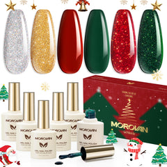 Vernis gel Morovan rouge étincelant pour une manucure festive et durable