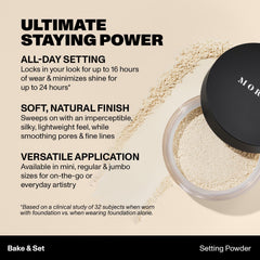 Fini naturel et pores lissés grâce à Morphe Jumbo Bake & Set.