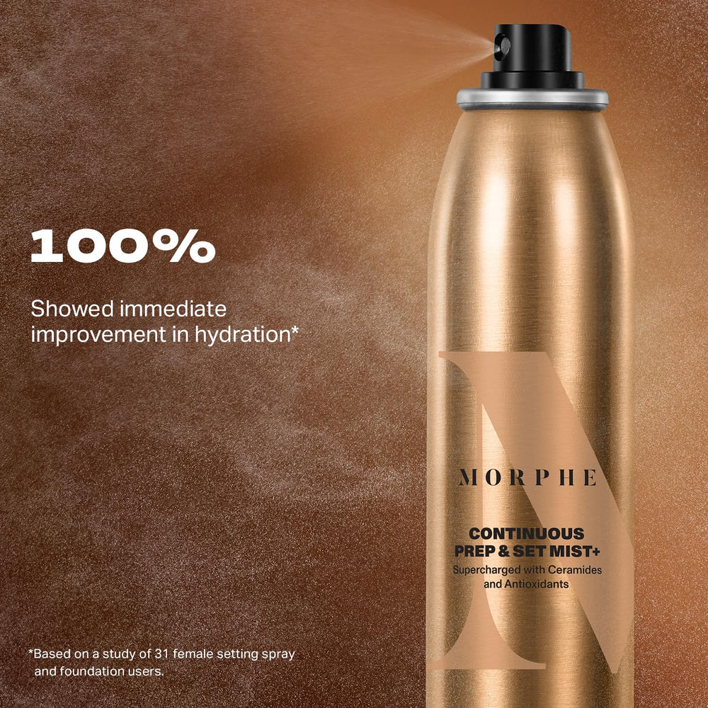 MORPHE dispenser close-up shows micro-fine spray for controlled application.