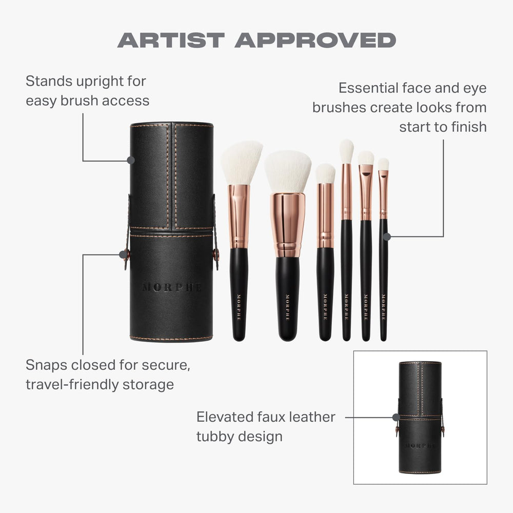 Tube de voyage Morphe Rose Away – étui en faux cuir pour transporter le kit maquillage.