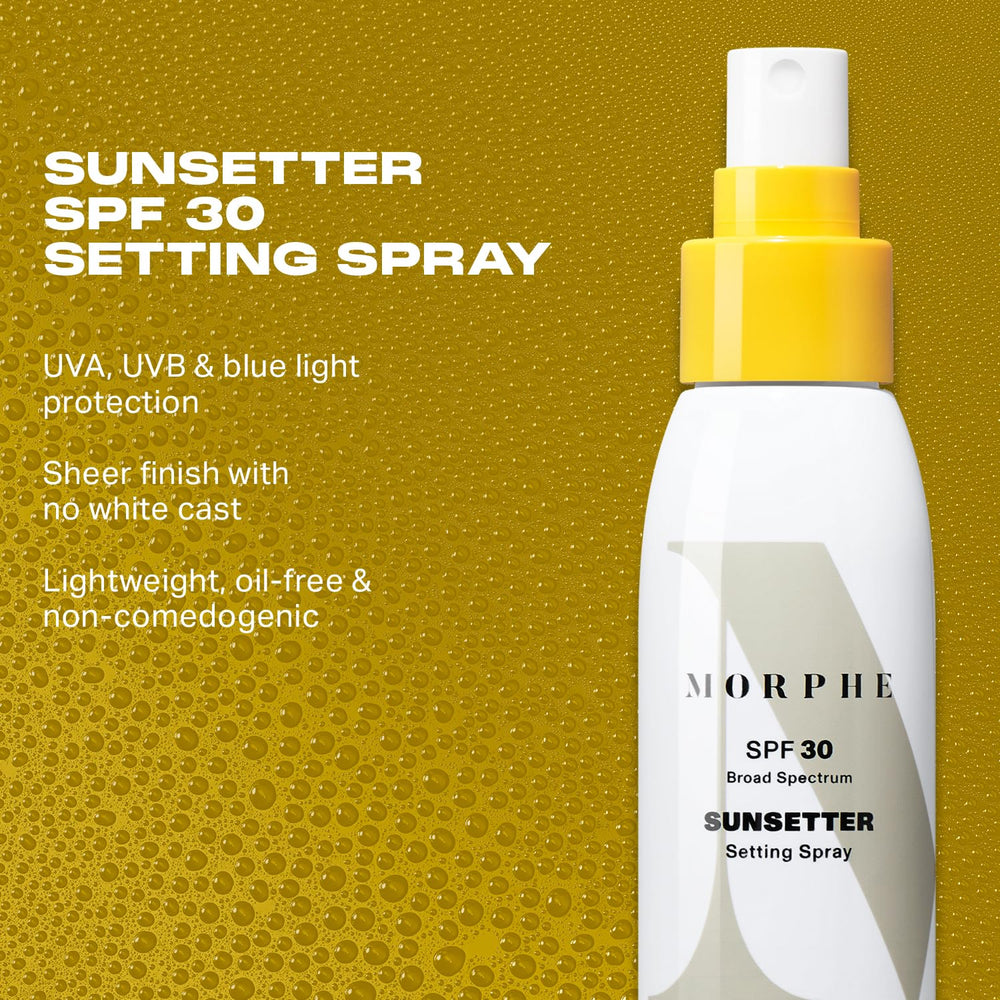 MORPHE Sunsetter Spectrum, application-brume-visage, usage facile sans perturber le maquillage.