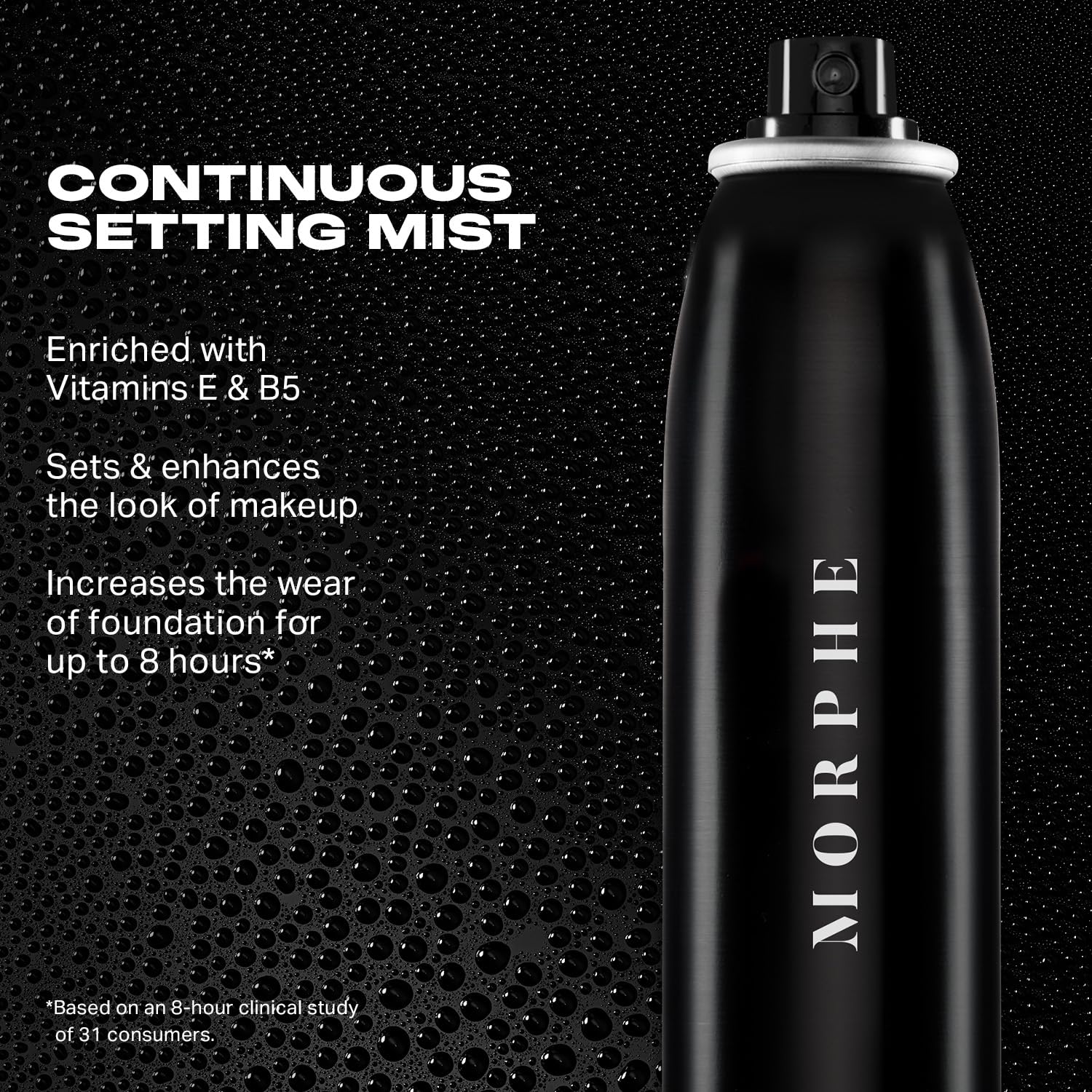MORPHE setting spray applied after makeup for a natural finish