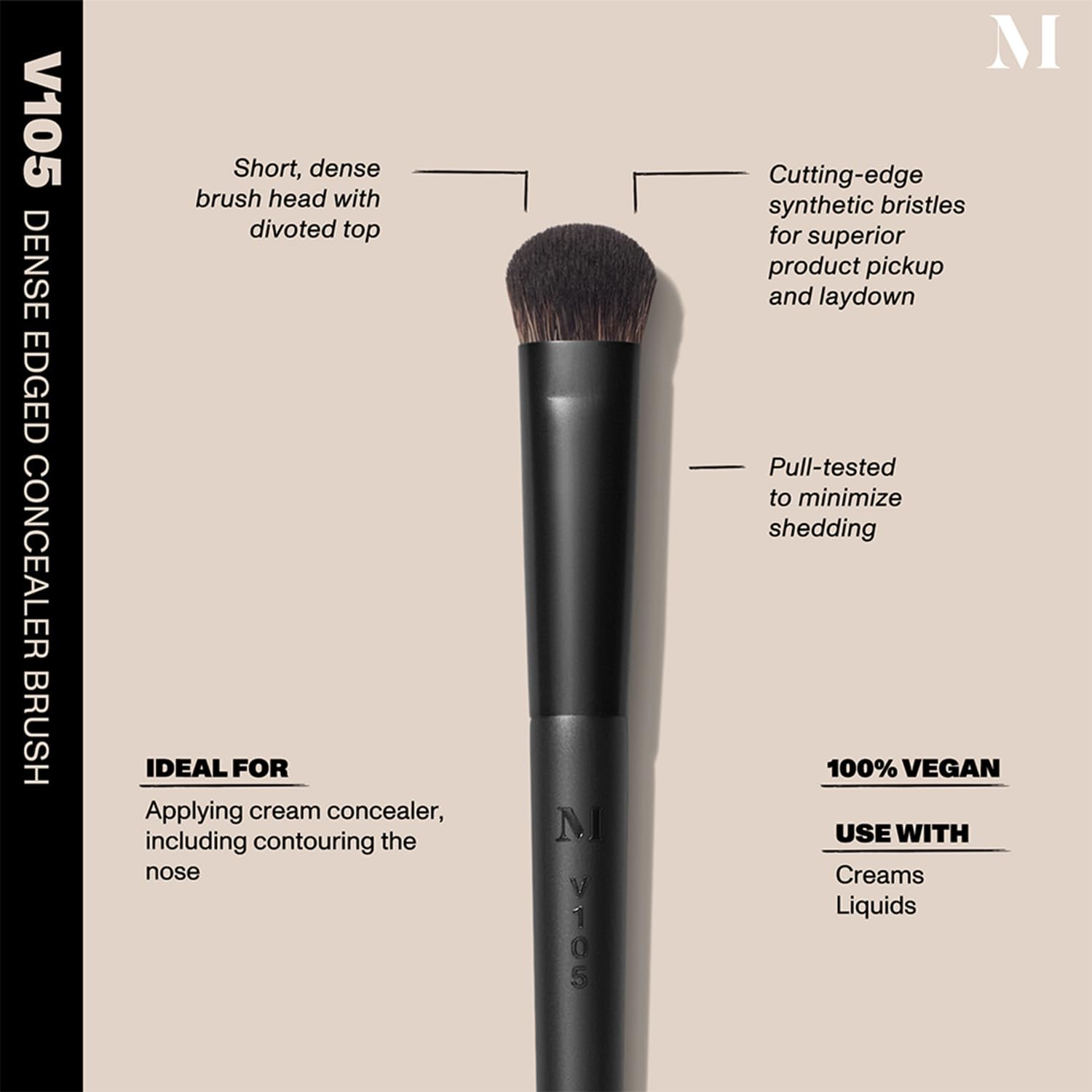 Pinceau Morphe V105 – poils synthétiques, Série Vegan Pro, excellente prise et dépôt du produit.