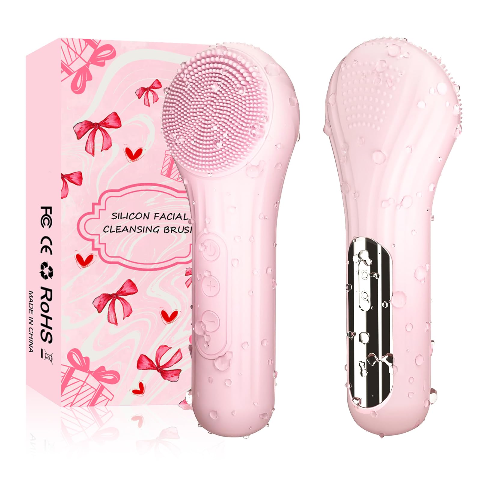 Mosnami brosse visage silicone rose pour un nettoyage en douceur et en profondeur