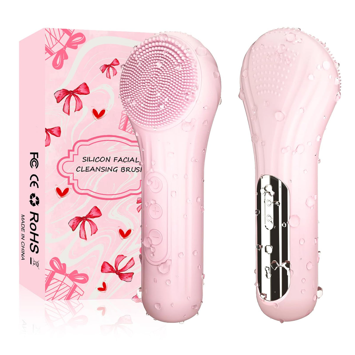 Mosnami brosse visage silicone rose pour un nettoyage en douceur et en profondeur